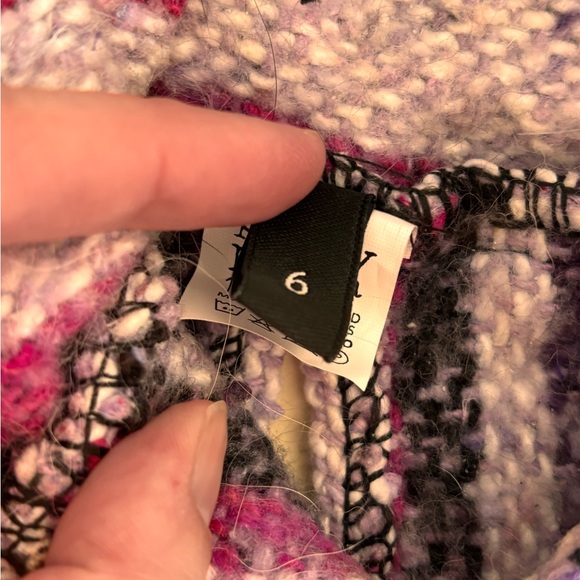 DOG Hooded Knit poncho in Purple & Pink Stripes - Picture 4 of 9